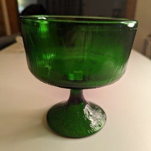 Vintage Hoosier Glass Tree Bark Motif Pedestal Bowl